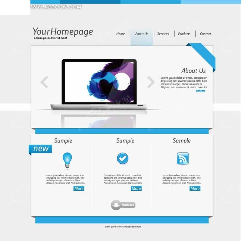 筆記本電腦產品展示說明網頁設計模板